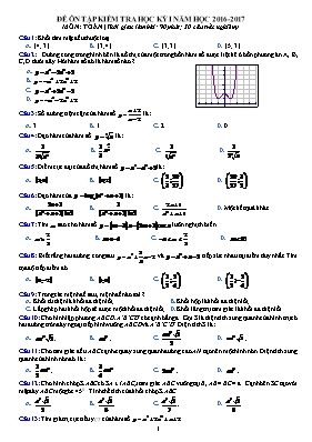 Đề ôn tập kiểm tra học kỳ I môn Toán